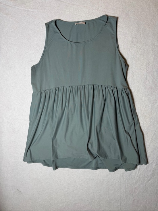 Zenana Signature Tops - Zenana Chic Sage Green Babydoll Tank Top Tunic 2X